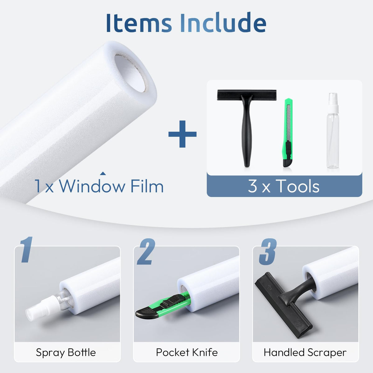 Rabbitgoo window film kit tools aid bubble-free, easy installation.