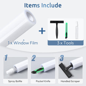 Rabbitgoo window film kit tools aid bubble-free, easy installation.