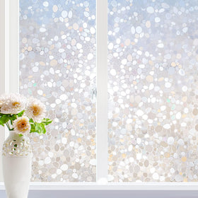 Rabbitgoo window privacy film with rainbow pebble pattern enhances privacy while preserving light.