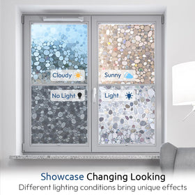 Rabbitgoo rainbow pebble window film adds sparkle when sunlight passes through.