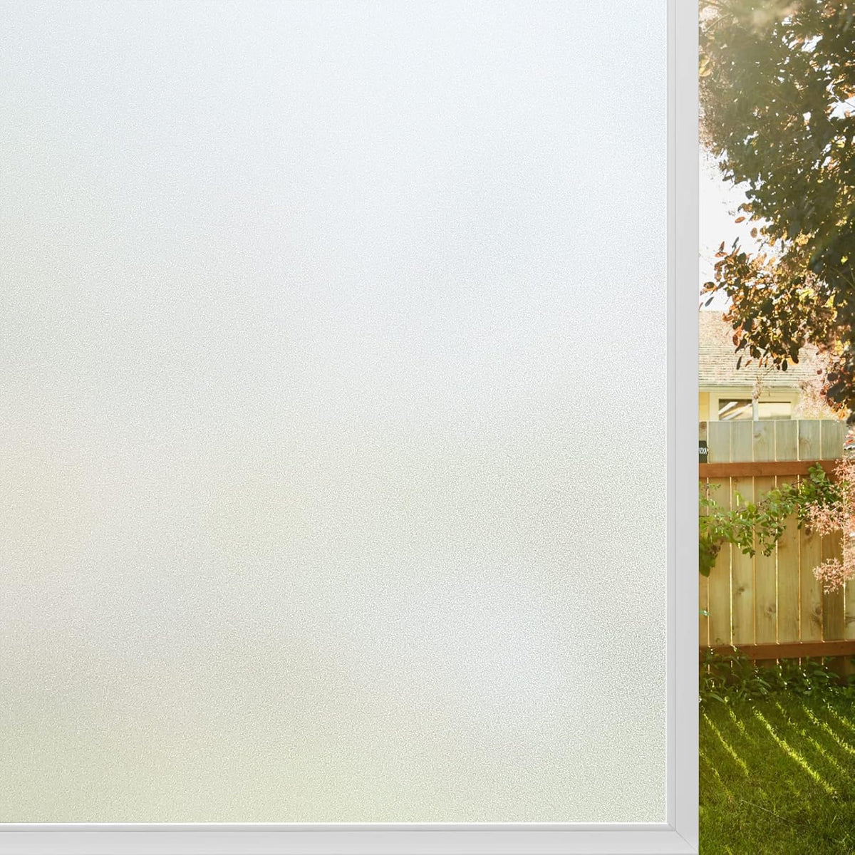 Rabbitgoo window privacy film creates a frosted glass look with soft daylight for seclusion.
