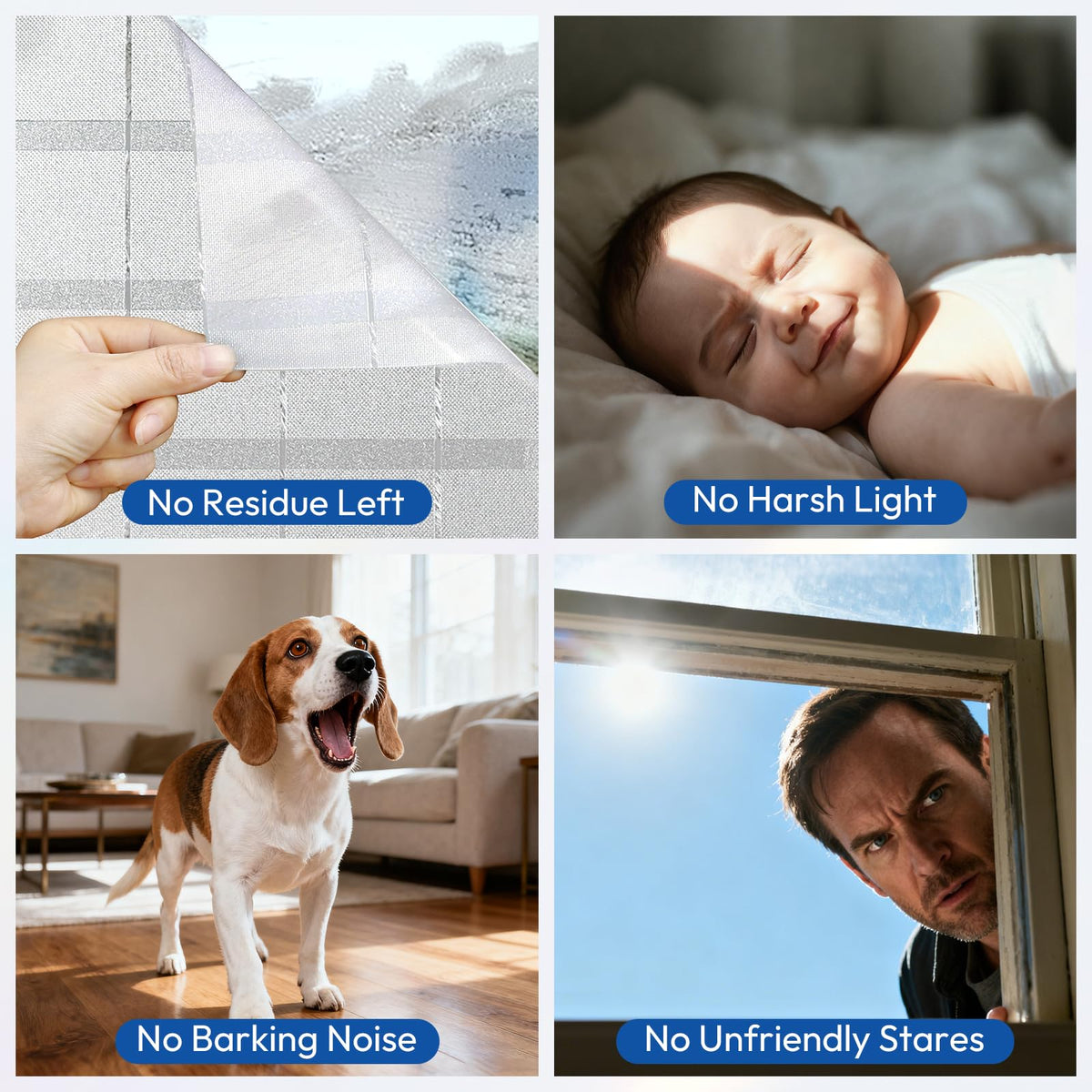 Rabbitgoo static cling film cleans easily without leaving residue.