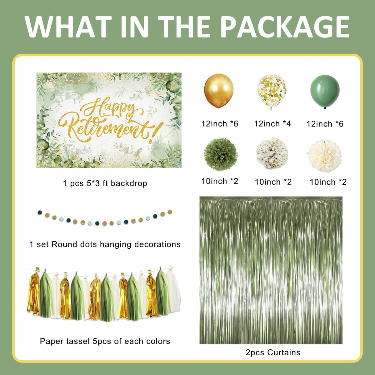 Racenaf sage green foil curtains add shimmer to the party backdrop