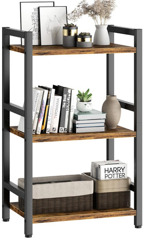RAGIFEN 3-tier book shelf in front view shows sturdy frame and compact footprint for organized living spaces.