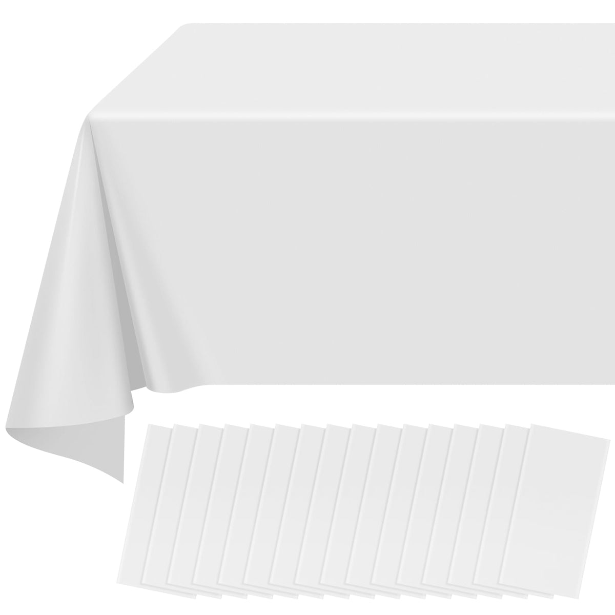Ragnhild 16 pack white rectangle tablecloths for 54 by 108 inch tables, ready for parties