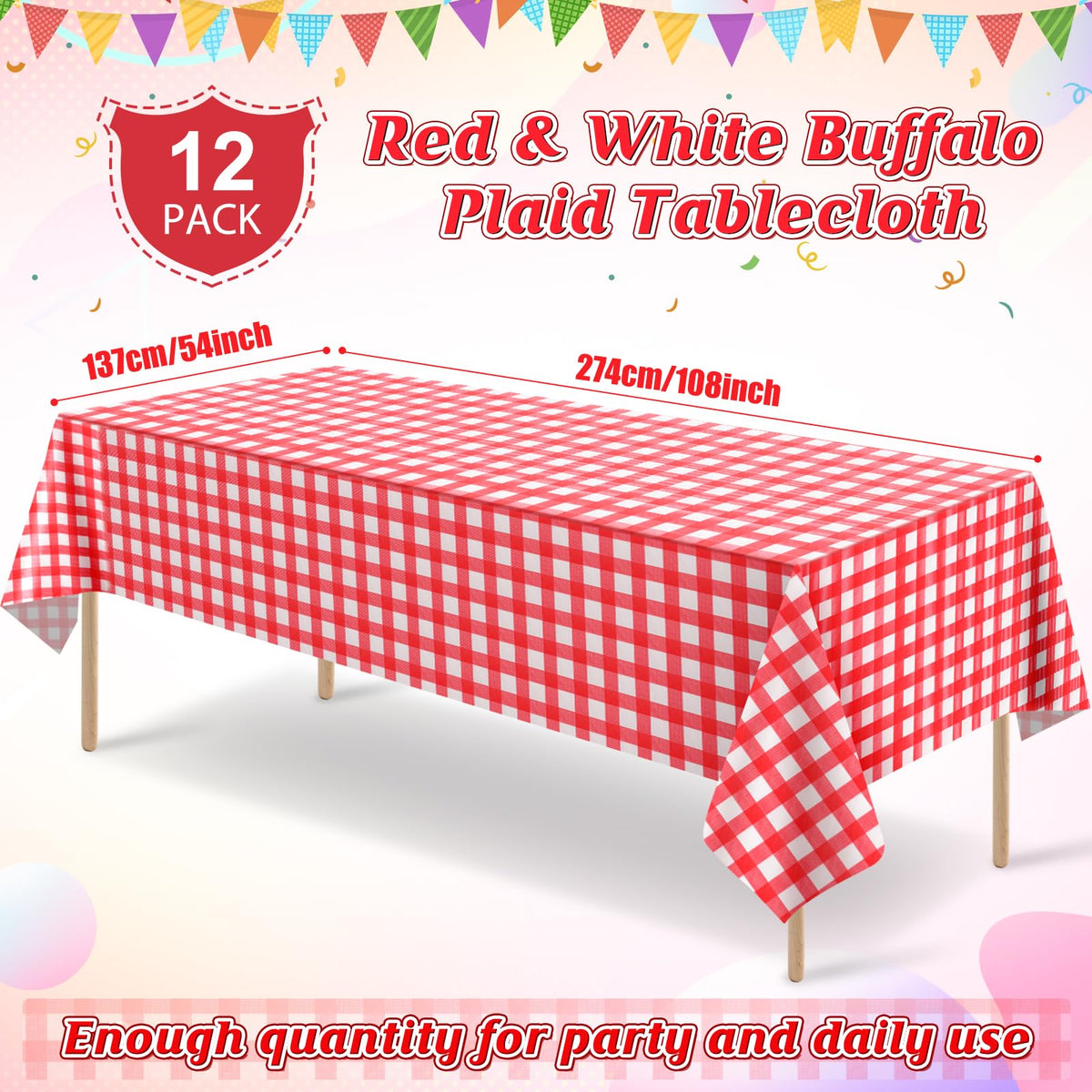 Ragnhild gingham tablecloth setup for party decor and color coordination.
