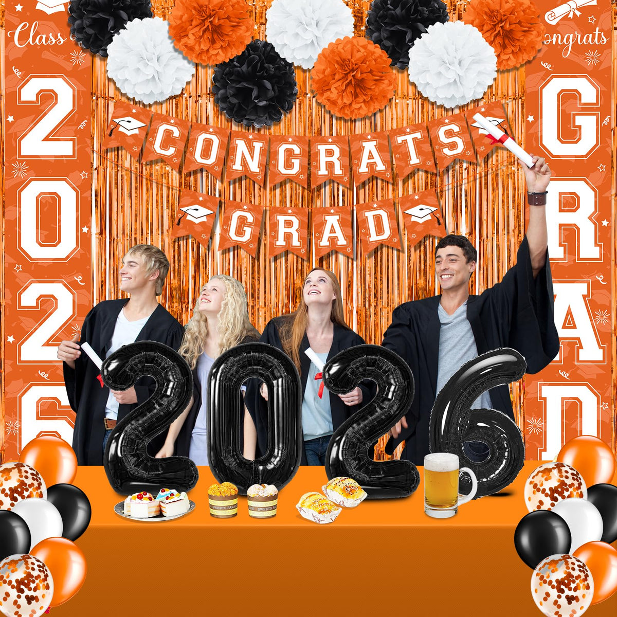 Ragnhild graduation backdrop setup with banners and balloons for memories