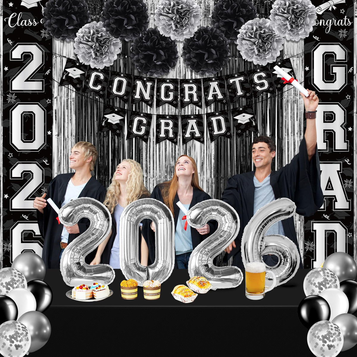 Ragnhild graduation party backdrop with all pieces encourages photo moments