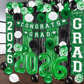 Ragnhild green white black latex balloons create a lively, family-friendly celebration