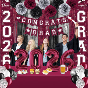 Ragnhild latex balloons maroon, black, silver for vibrant party atmosphere.