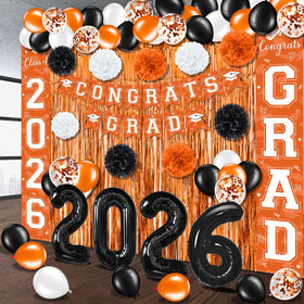 Ragnhild latex balloons in orange, black, and white for lively decor
