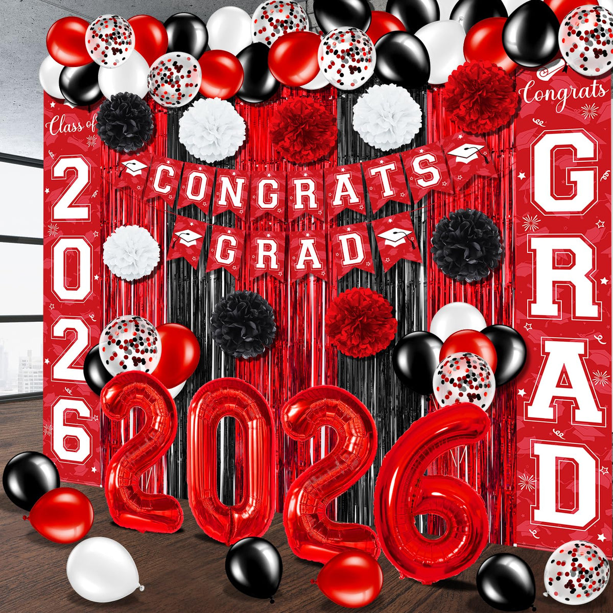 Ragnhild latex balloons red black white offer festive decor options