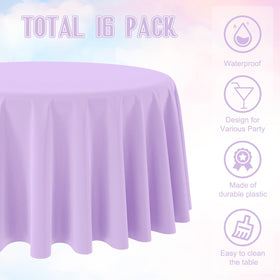 Ragnhild lavender round tablecloth used on a wedding reception round table.