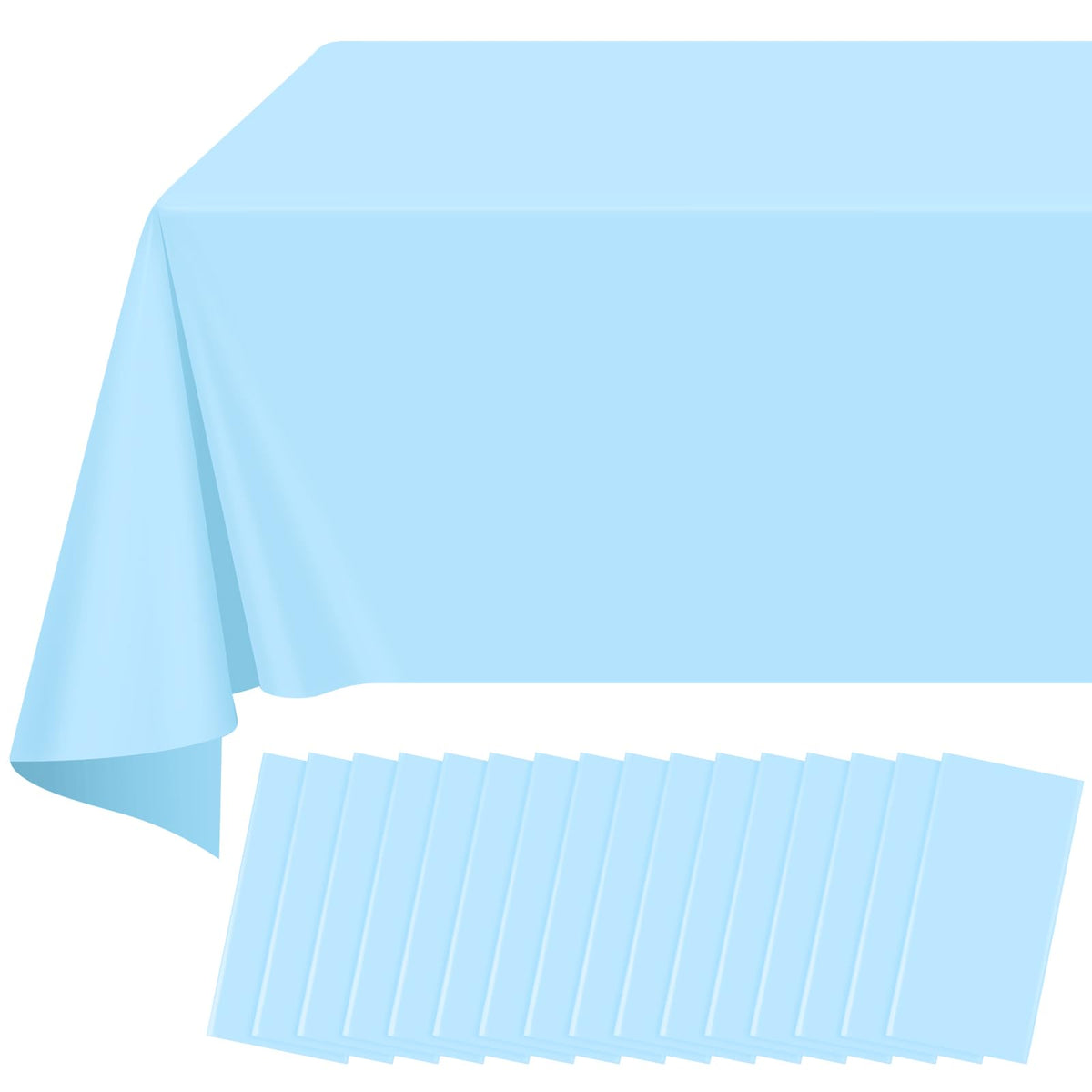 Ragnhild light blue disposable tablecloth for rectangle tables, clean party-ready look.