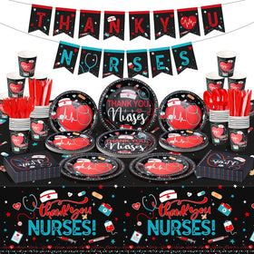 Ragnhild nurse decorations feature classic patterns like stethoscope and heart.