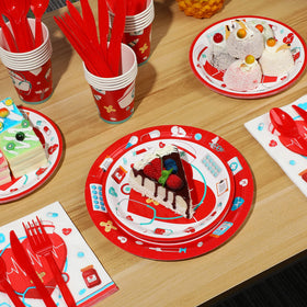 Ragnhild 9-inch dessert plates showcase nurse-themed dining for guests