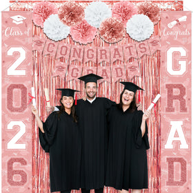 Ragnhild rose gold foil curtain adds shimmering depth to party backdrops