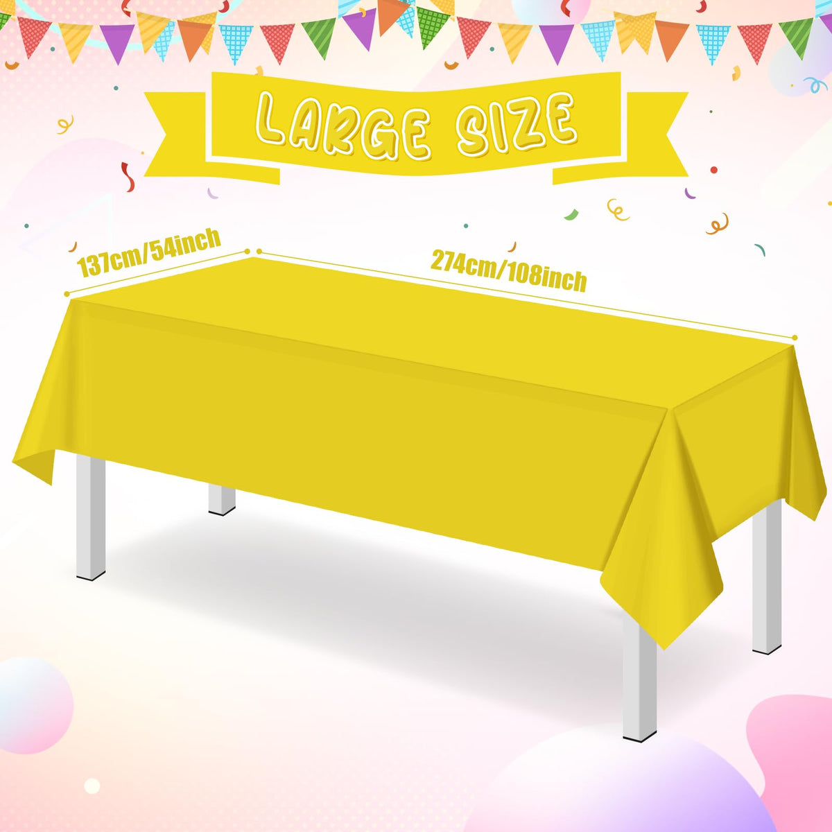 Ragnhild yellow plastic tablecloth, durable and waterproof to protect surfaces.