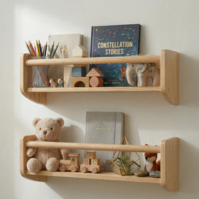 Rahima nursery bookshelf set 2 on wall display at kid's eye level for easy access