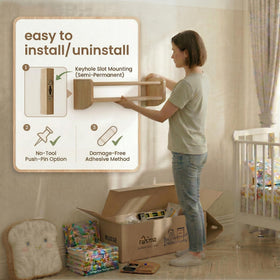 Rahima shelves with smooth rounded edges ensure toddler-friendly use