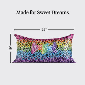 Rainbow Leopard satin pillowcase hero shot with smooth surface for gentle skin.