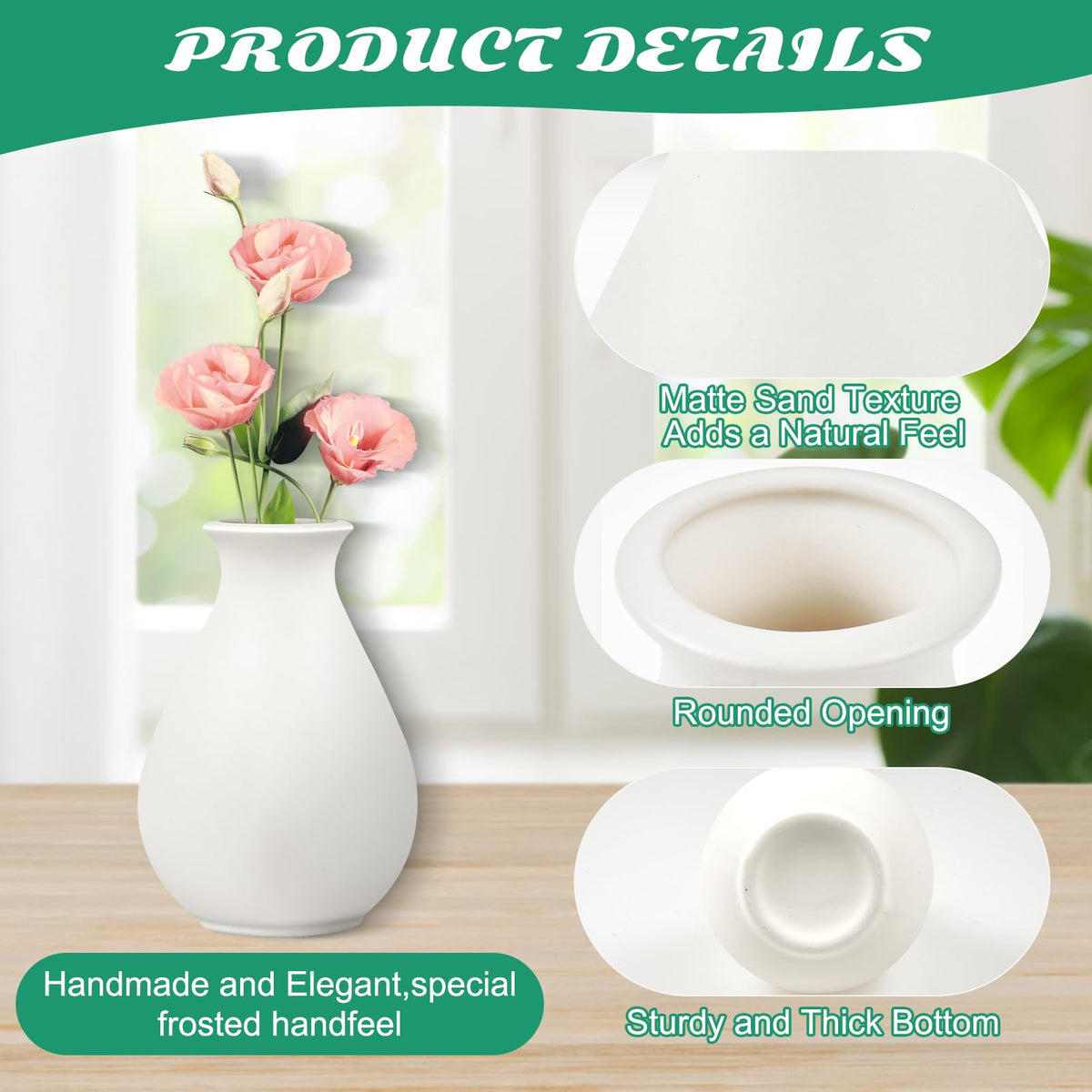 Rainmae white ceramic vases feature premium material and durable design for home décor.