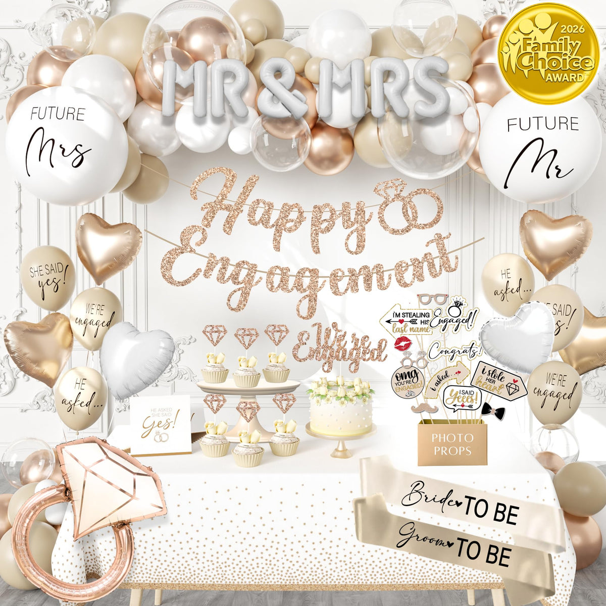 RainMeadow 261pc engagement kit package view with complete decorations.