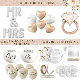 RainMeadow beige-white-gold balloon arch kit ready for styling.