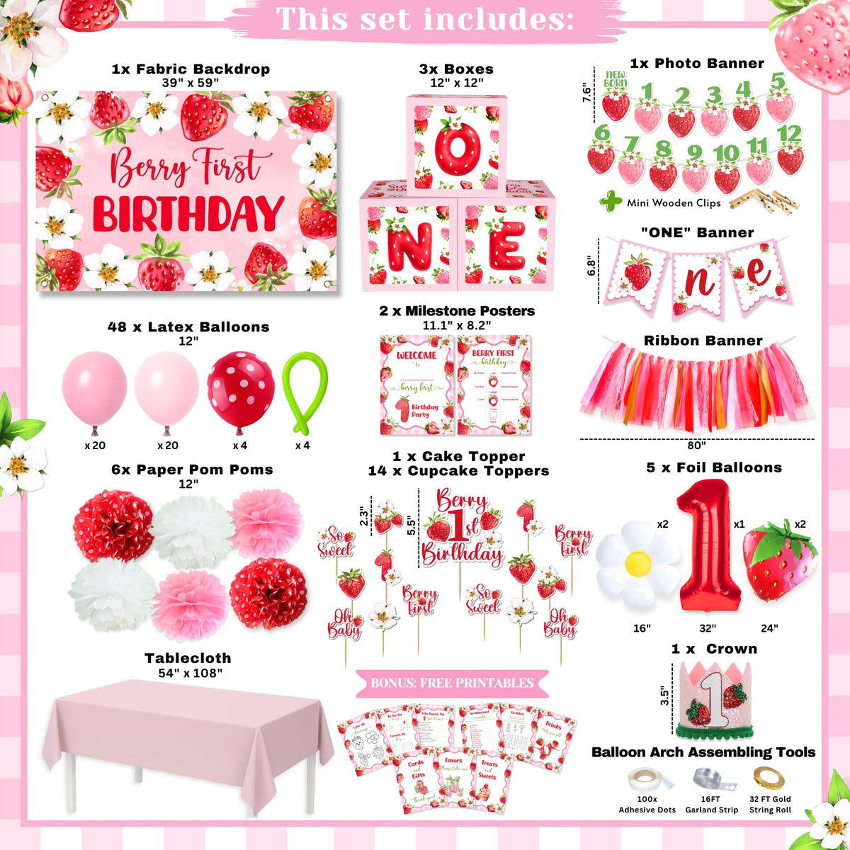 RainMeadow berry banner creates a cohesive party focal point.