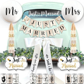 RainMeadow Just Married banner on car for a stylish exit