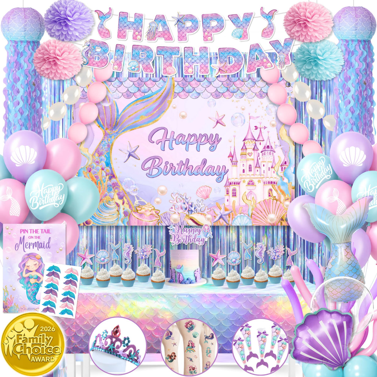 RainMeadow mermaid-backdrop creates a magical party photo backdrop.