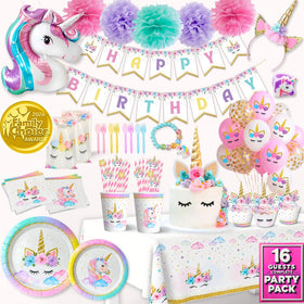 RainMeadow unicorn banner arch creates a festive photo backdrop.