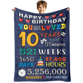Rakoviol 10-year-old boy birthday blanket ready for gifting and cozy at night