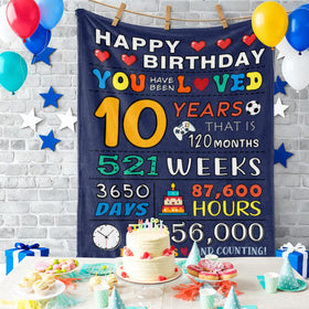 Rakoviol 10th birthday gift blanket suitable for sons, grandsons, or nephews
