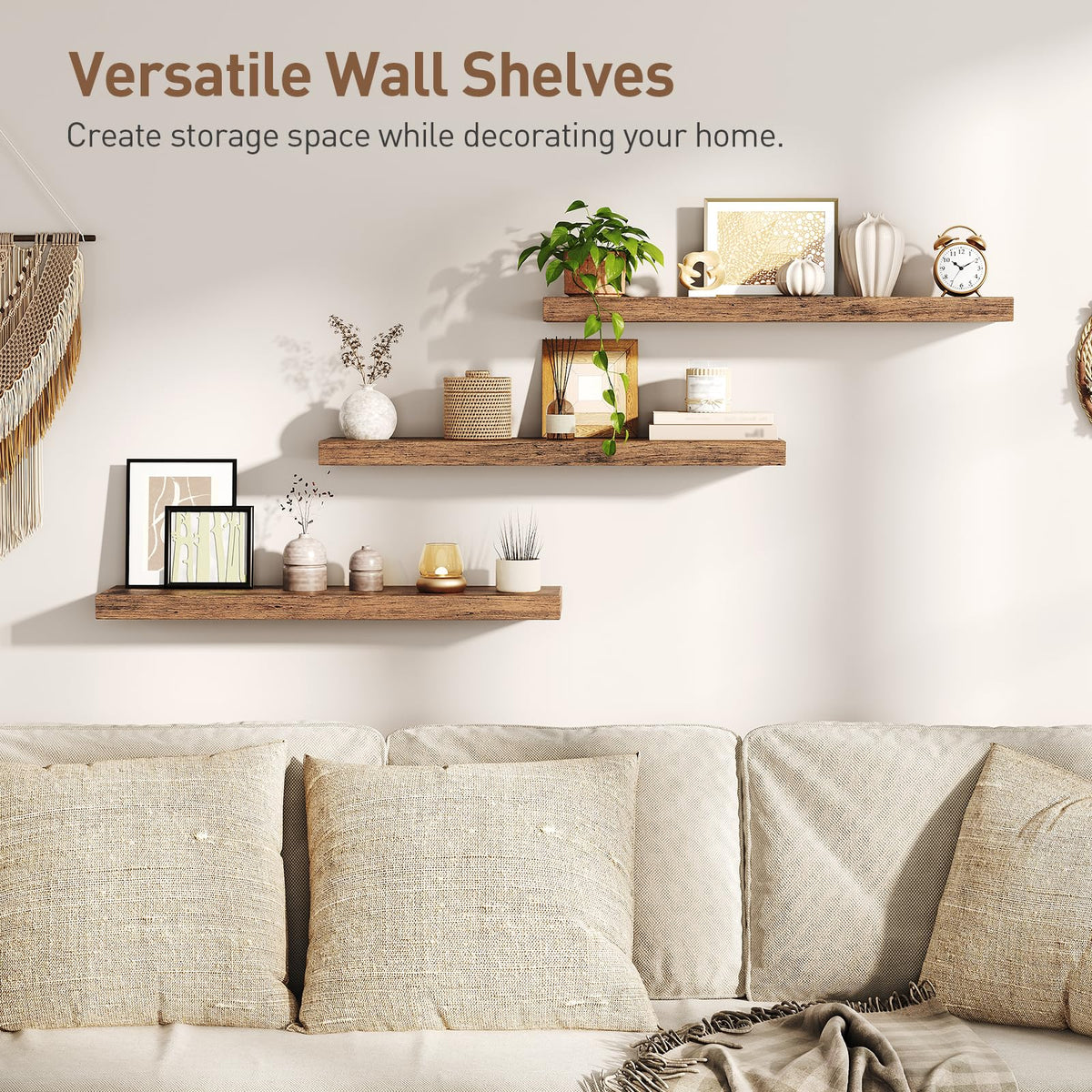 Concealed brackets create a sleek, minimalist wall display with sturdy support.