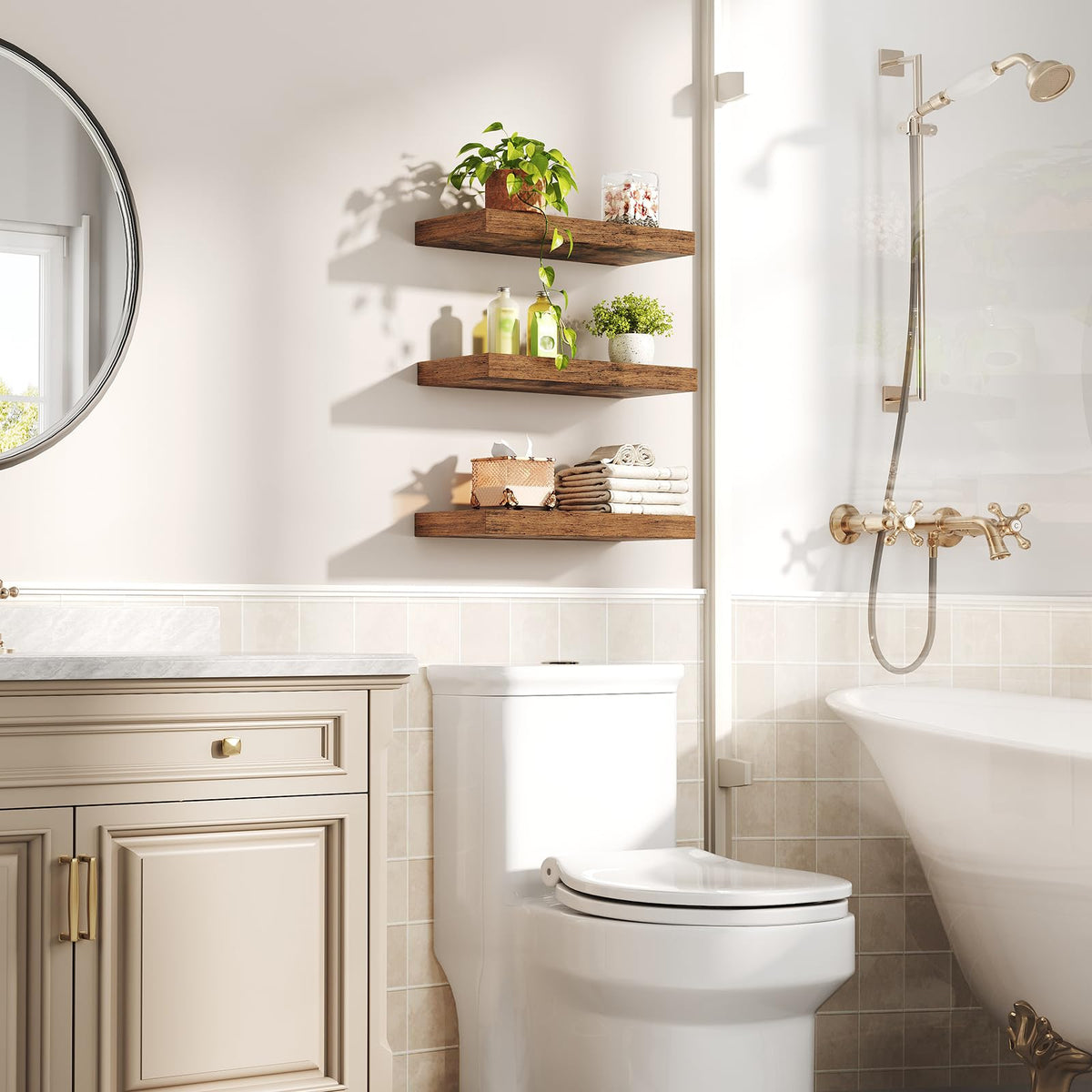 Ralgend wall shelves with invisible brackets offer a clean minimalist look.