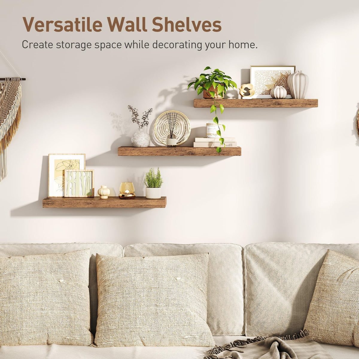 RALGEND floating shelves wood-grain finish adds warm natural decor