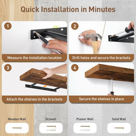 Easy four-step assembly with two expansion screw types for various walls.