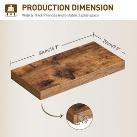 Ralgend rustic wood-grain shelves add warmth to bedroom or living room.