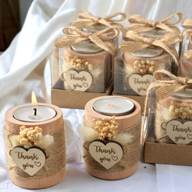 Rallad heart-tag rope-detail tealight holder expresses guest appreciation.