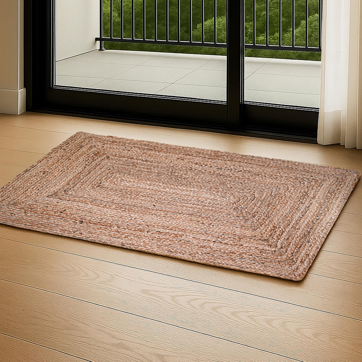 Ramanta Home hand woven braided rug shows natural fiber texture for durable floors.