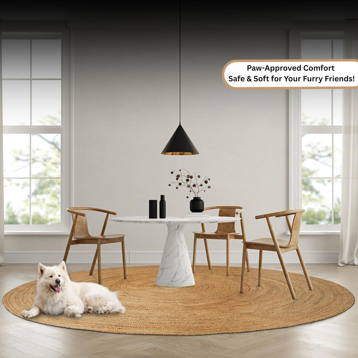 Ramanta Home jute rug with 0.3-inch pile offers comfortable underfoot and easy care