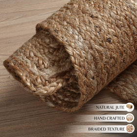 Ramanta Home jute rug close-up weave details showcase unique, handcrafted charm.