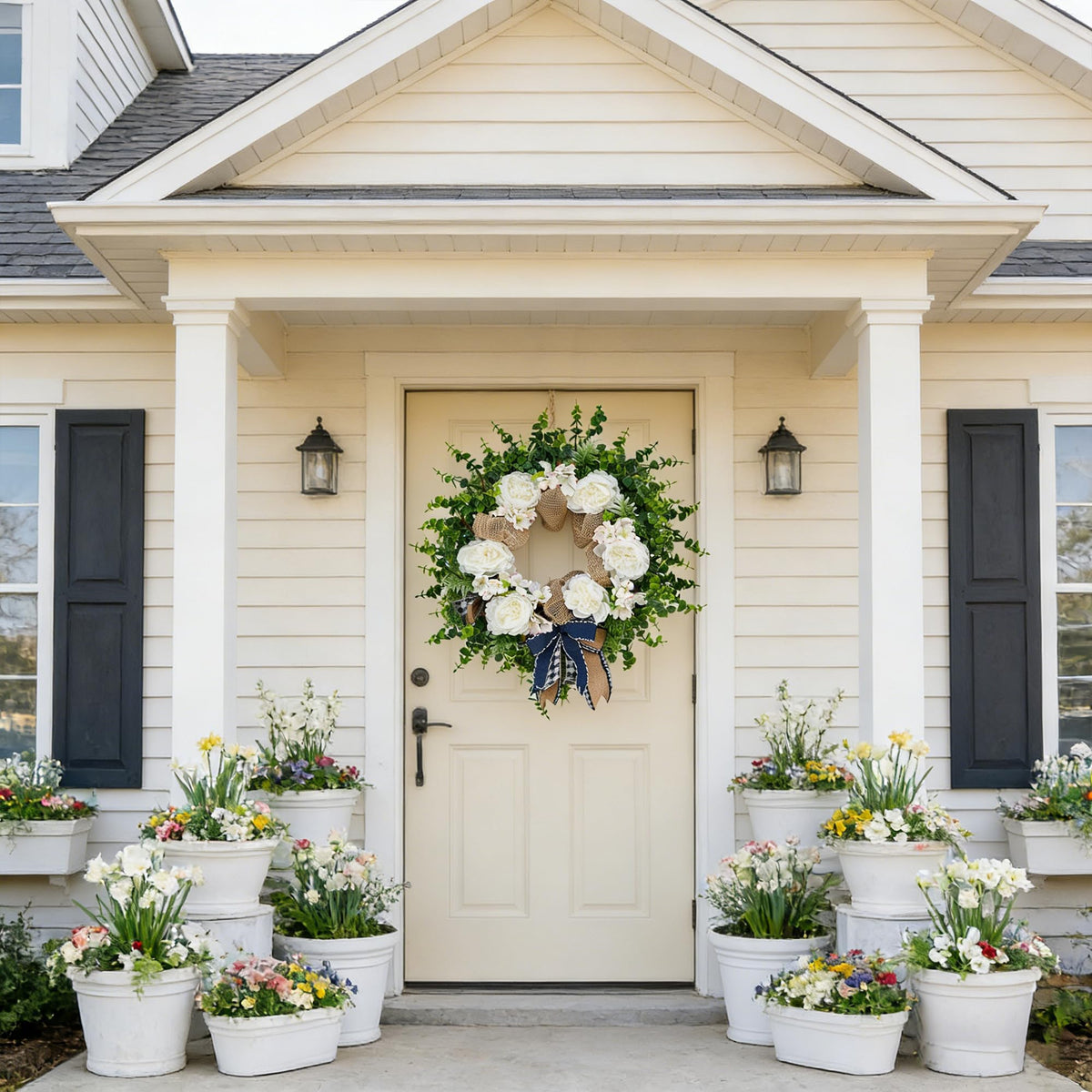 Ramblion buffalo-check ribbon detail boosts farmhouse charm.