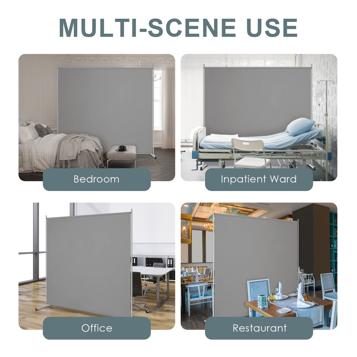 RANTILA freestanding privacy divider in a modern office setup.