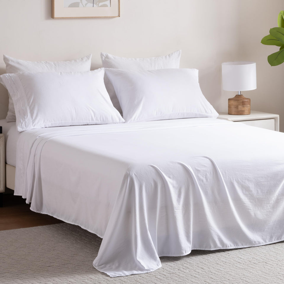 Ranunculus 4-piece queen sheet set flat sheet with generous coverage and soft touch