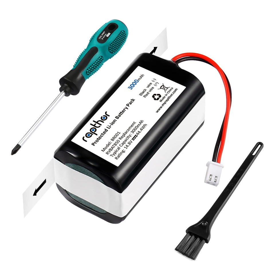 Rapthor RVBAT850 battery with 2-prong connector for Shark vacuum compatibility.