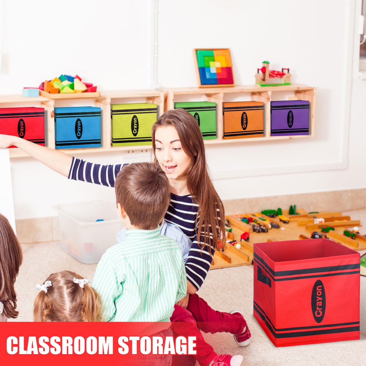 RattanView crayon bin blue stack saves desk space