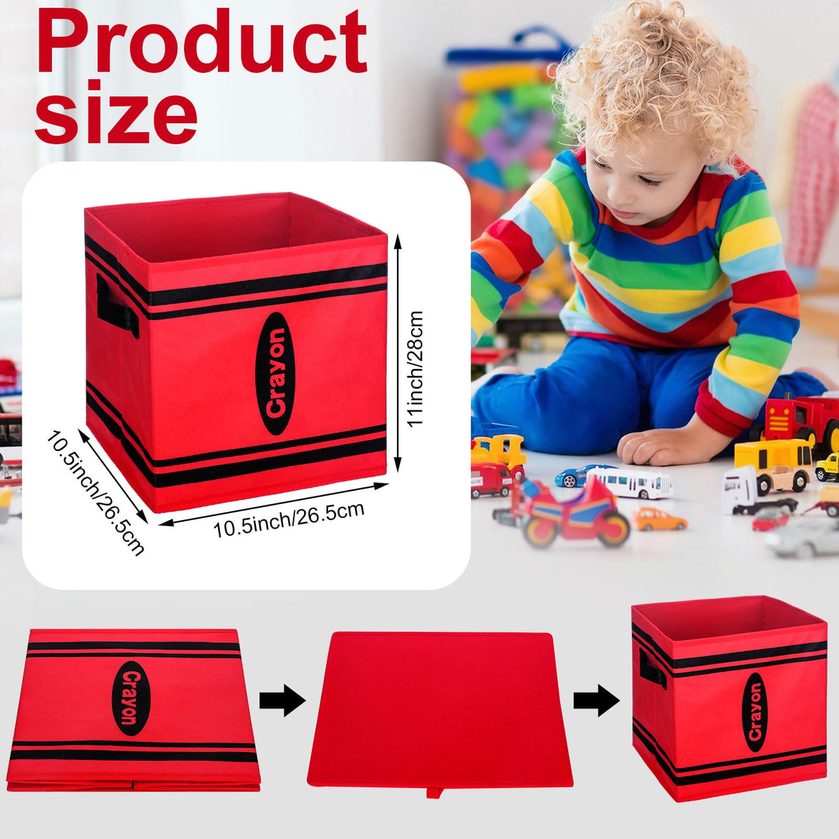 RattanView crayon bin green side organizes books and art