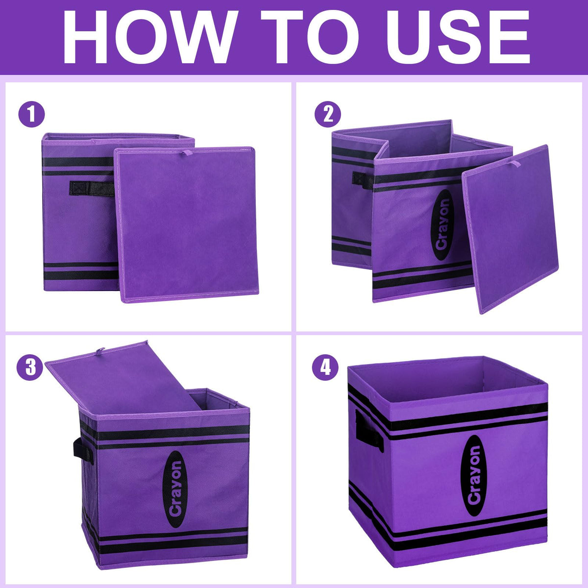 RattanView crayon bin purple stack shows sturdy classroom use